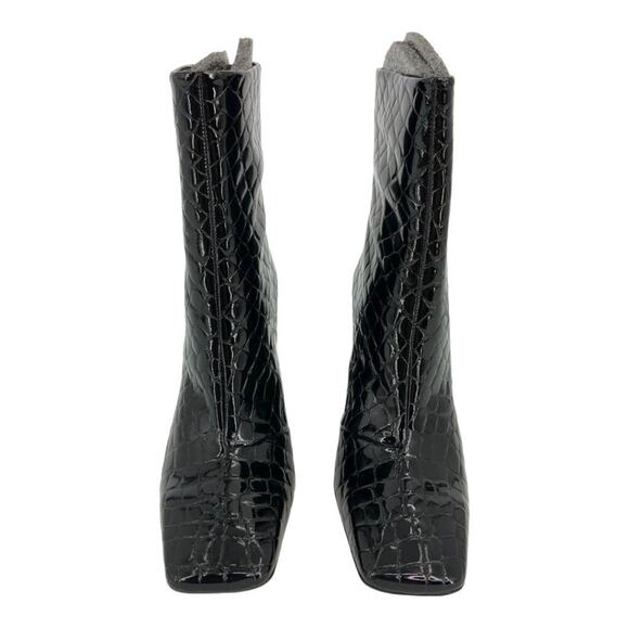 Good American Black Faux Croc Embossed Booties Size 5 NWT $249 MSRP - Picture 4 of 8